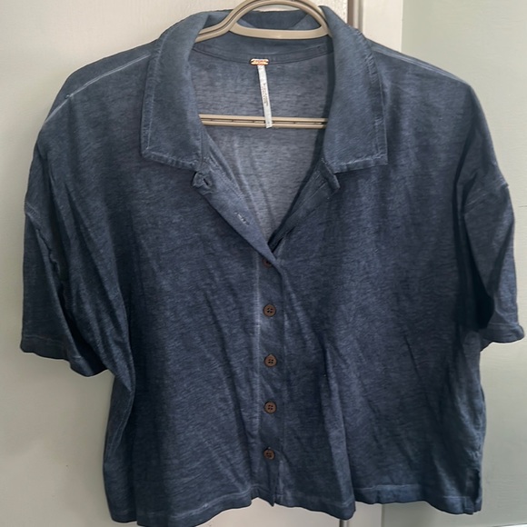 Free People top vintage blue size large - Picture 1 of 4
